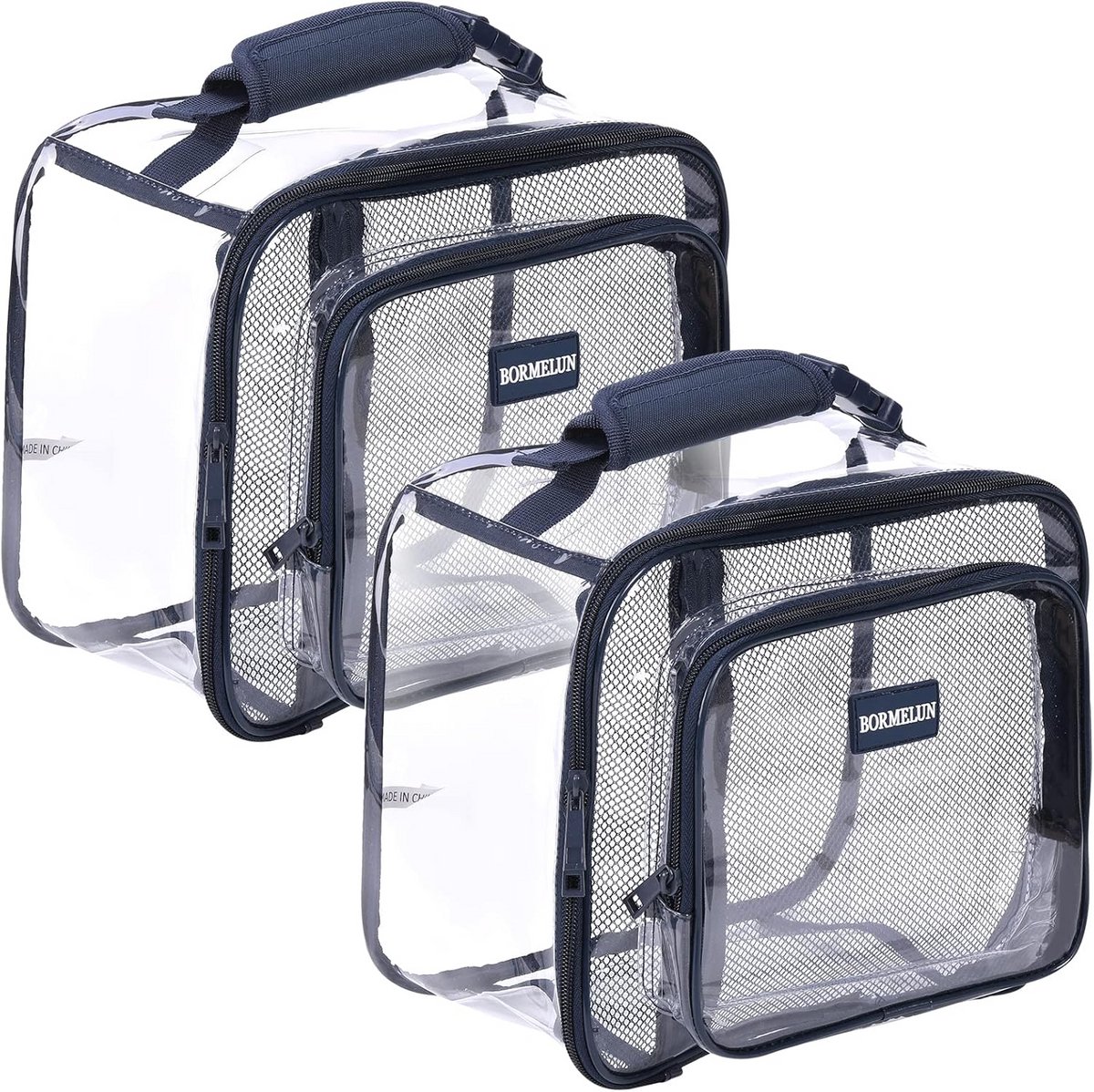 Transparante lunchtas met ritssluiting, waterdicht & duurzaam 11x9x6 inch - 2 stuks