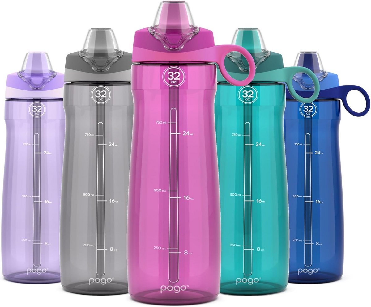 Tritan Waterfles 32 oz met Zacht Rietje en Lekvrije Deksel - Compact & Draagbaar voor Onderweg