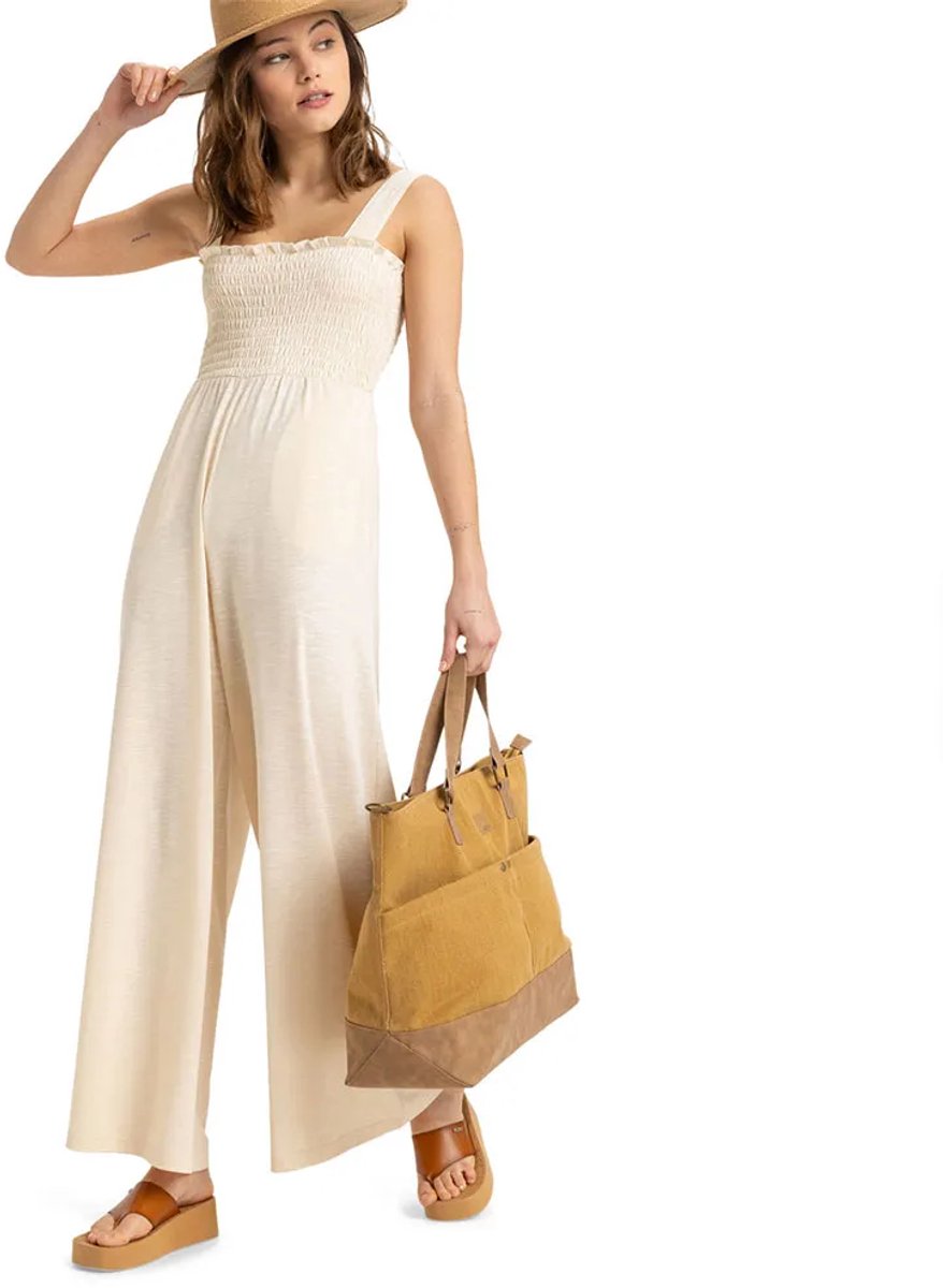 Roxy Just Passing By Mouwloze Jumpsuit XS Vrouw Parchment