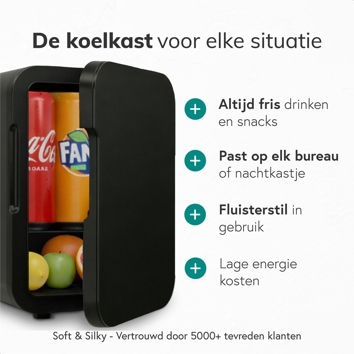 Mini koelkast 5L - Skincare & make-up fridge - Eten & drinken - Organizer - 12V & 230V - Koel & warm - Auto koelkast - Compact - Zwart — afbeelding 4
