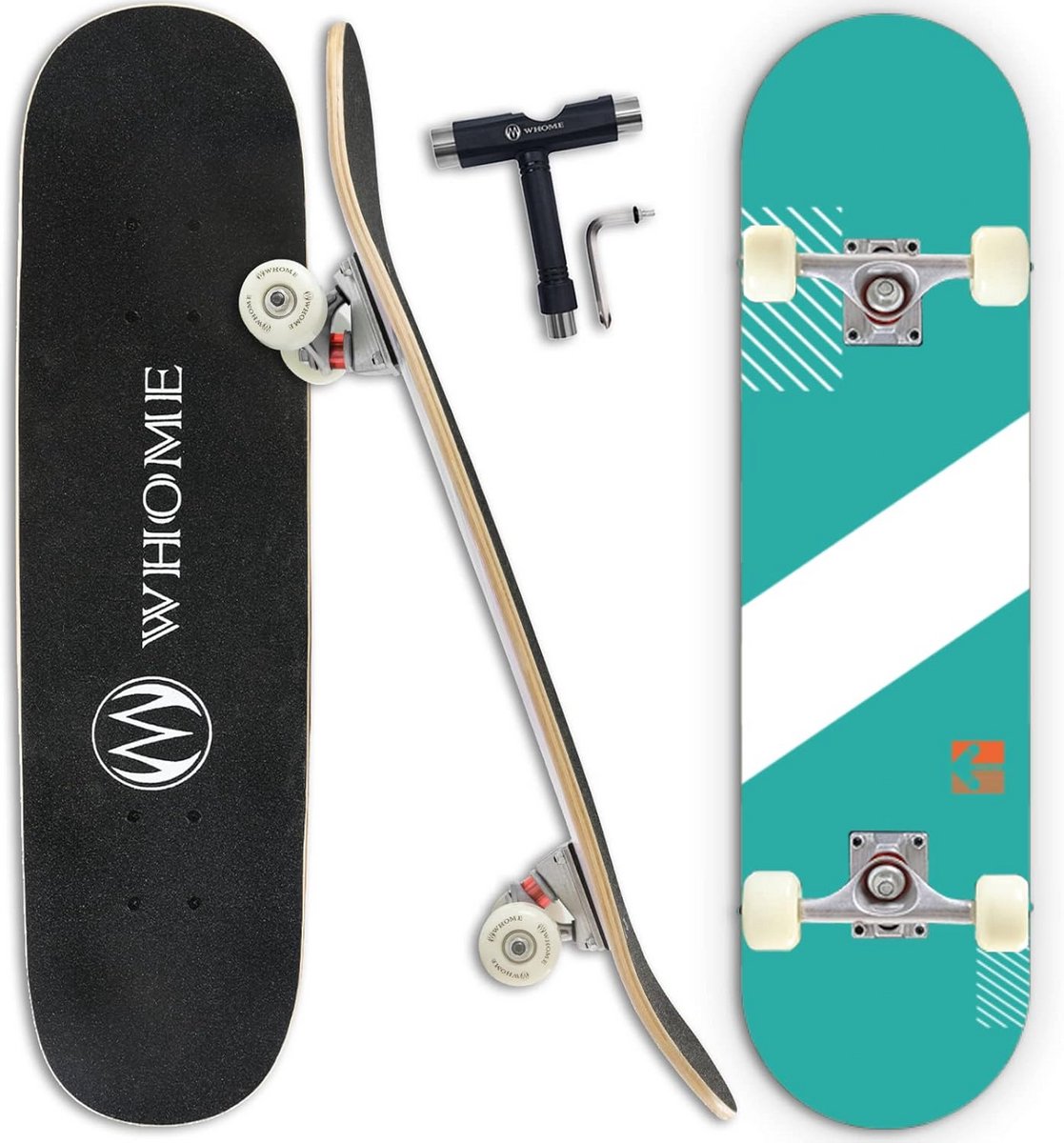 Compleet Standaard Skateboard 31 inch voor Volwassenen en Kinderen Duurzaam Esdoorn Deck met ABEC-9 Lagers Groen