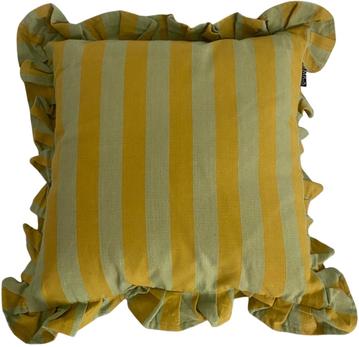 Mica Gestreept Sierkussen 45x45 cm – Groen – Decoratiekussen