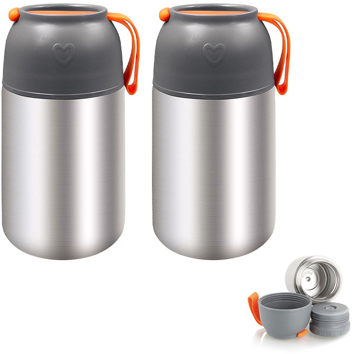 Thermos Voedselcontainer met Lepel - Thermoskan - Thermosfles - Voedsel container voor soep, noodles, babyvoeding, havermout, ijs en meer - Thermosbeker voor het meenemen van eten - 650ml - 2 Stuks