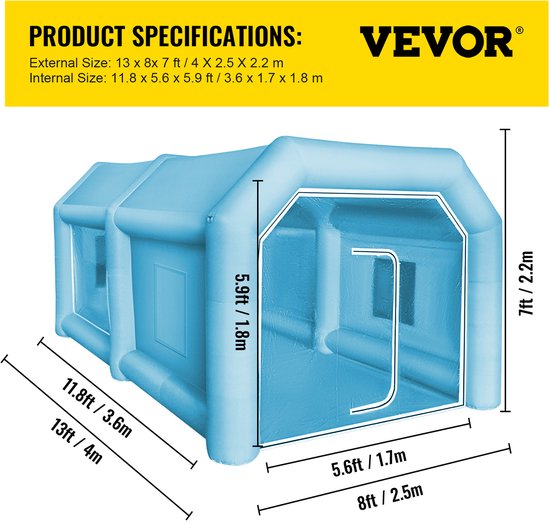 VEVOR Opblaasbare Verftent Verfcabine Individueel 4x2,5x2,2M Spuitverf van Merkloos — afbeelding 3