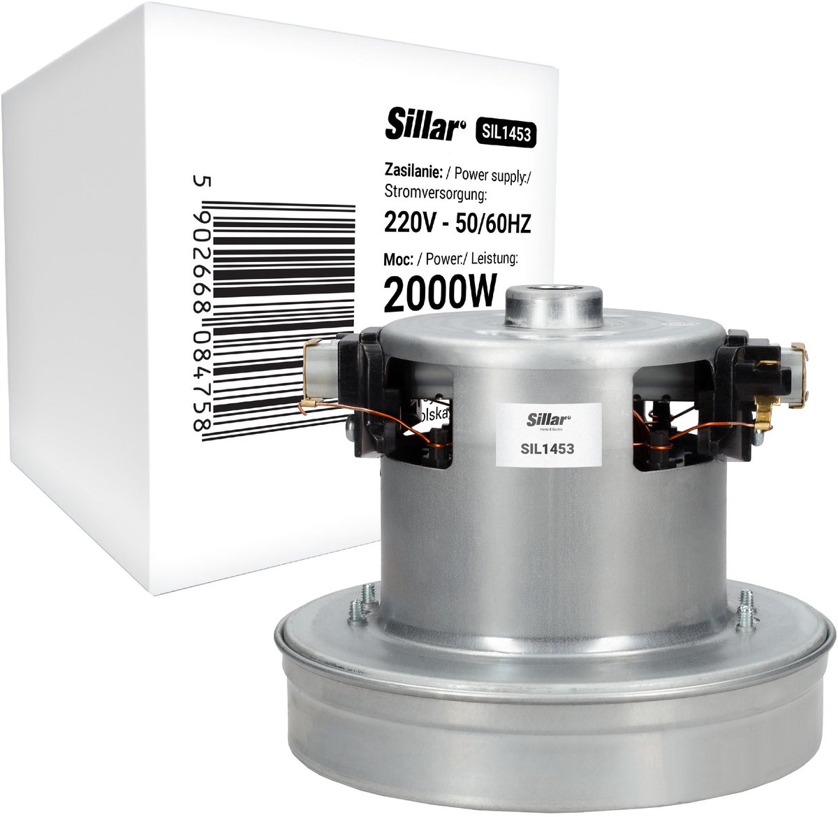 Sillar, stofzuigermotor 2000W - enkele turbine - vervanging - geschikt voor LG Zelmer Bosch Samsung Meteor stofzuigers - 220V - 50/60Hz