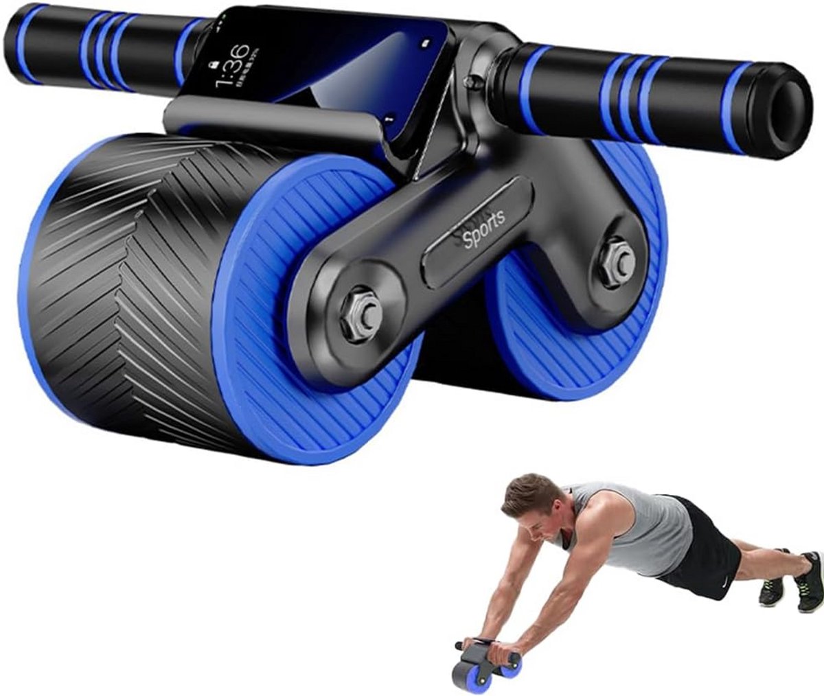 Core Trainer Abdominal Roller met Terugslagveer en Telefoonhouder voor Thuisworkouts