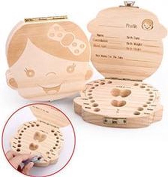 Tandendoosje - Melktanden bewaren - Melktandjes box - Tooth box - Hout - Haarlok doosje - Kraamcadeau - Meisje - Jonyx van Merkloos — afbeelding 4