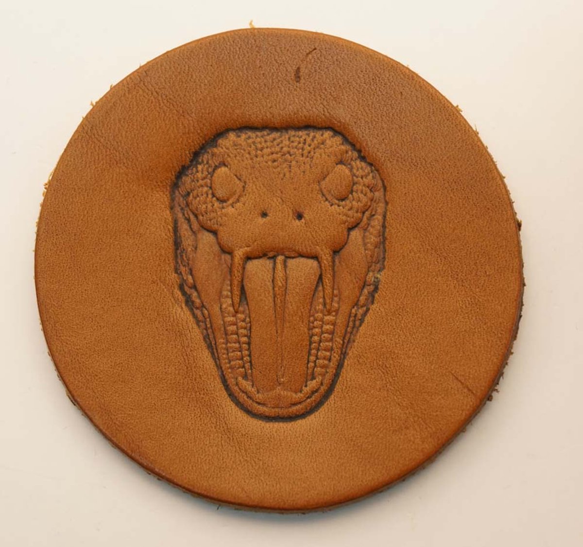 Beige leren onderzetters cobra kop set van 7 stuks - stoere cobra's onderzetters - prachtige dieren onderzetters - dierenkoppen cobra onderzetters - beige wilde dieren onderzetters - 100% lederen onderzetters van natuurlijke materiaal