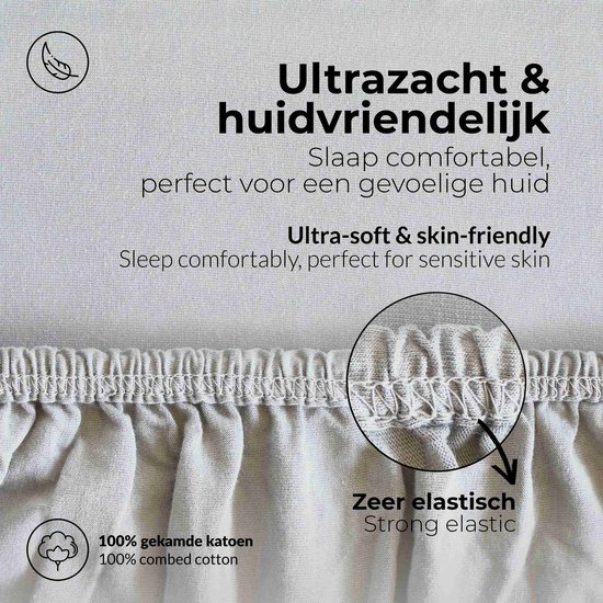 Hoeslaken etérea Extra Jersey 180x200 - 200x220 cm - Oekotex - 100% coton - jusqu'à 35 cm - Argent