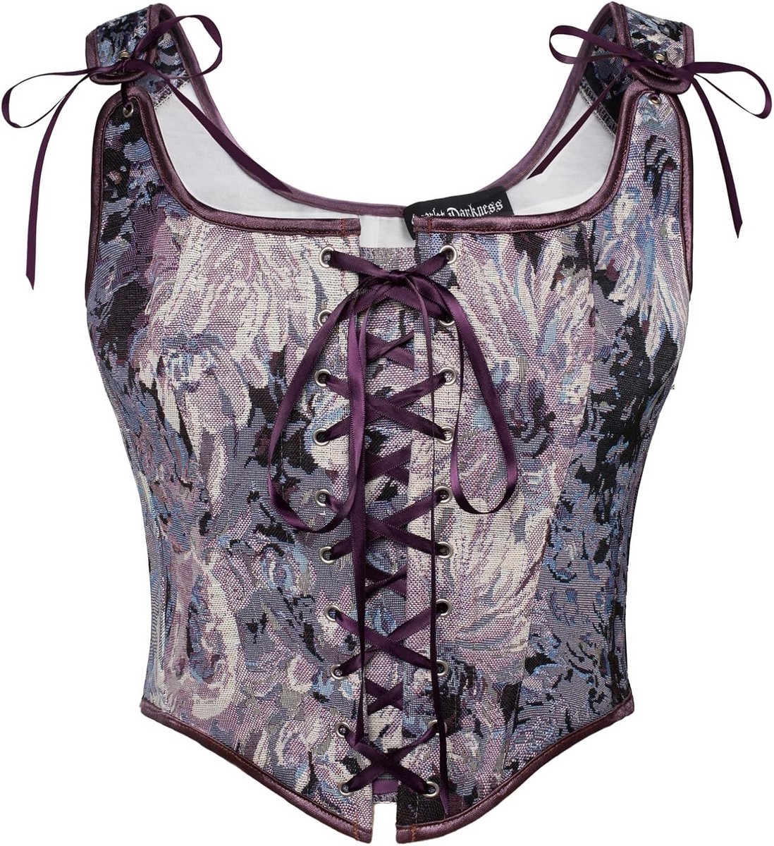 Dames Renaissance Corset Top met Vintage Bloemenprint en Veterdetail
