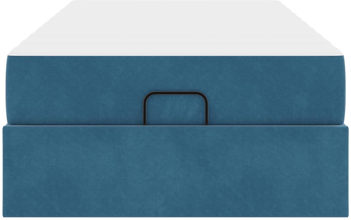 vidaXL - Bedframe - met - matras - 2 - st - Blauw - Fluweel