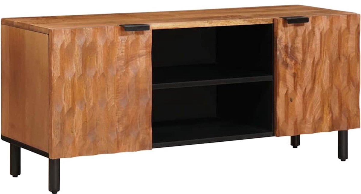 vidaXL - TV - Kast - met - plank - Acacia - Bruine - Afwerking - 105 - x - 33 - x - 46 - cm