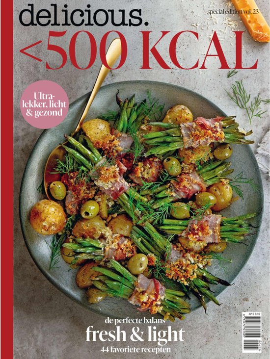 Delicious magazine, editie 23: <500 KCAL, met een schotel groene bonen met spek en aardappelen.