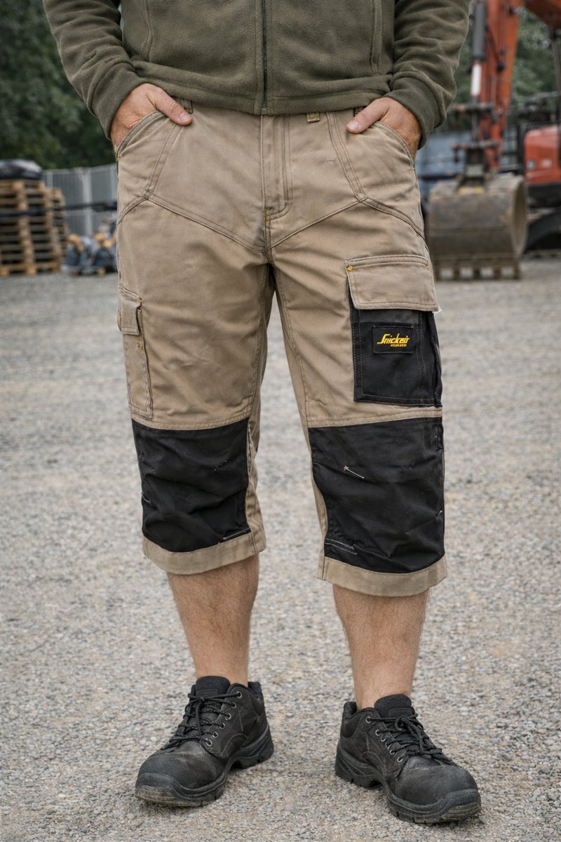 Werkbroek Snickers Ripstop Pirate Trousers 3913 – maat 42 – khaki (2004) – driekwart werkbroek