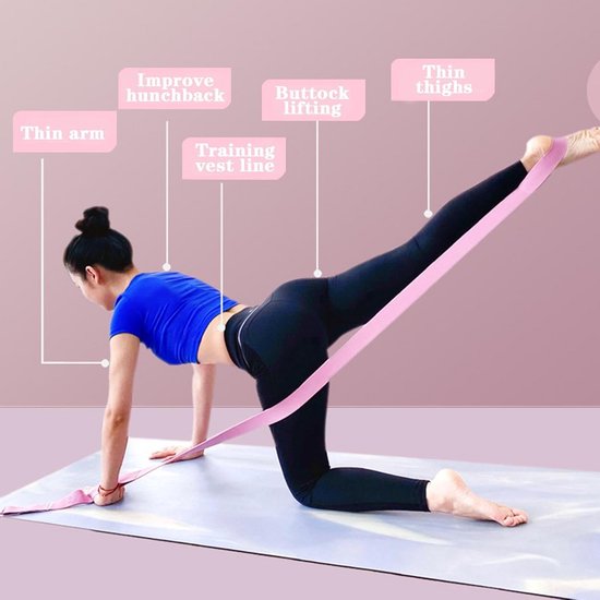 Flexibele Yoga Stretchriem met 8 Lussen voor Pilates, Dans & Fitness Oefeningen — afbeelding 5