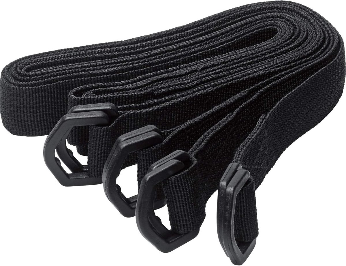 Set van 4 Stevige Spanbanden met Dubbele D-Sluiting voor Motorbagage, 100 x 2,5 cm, Zwart