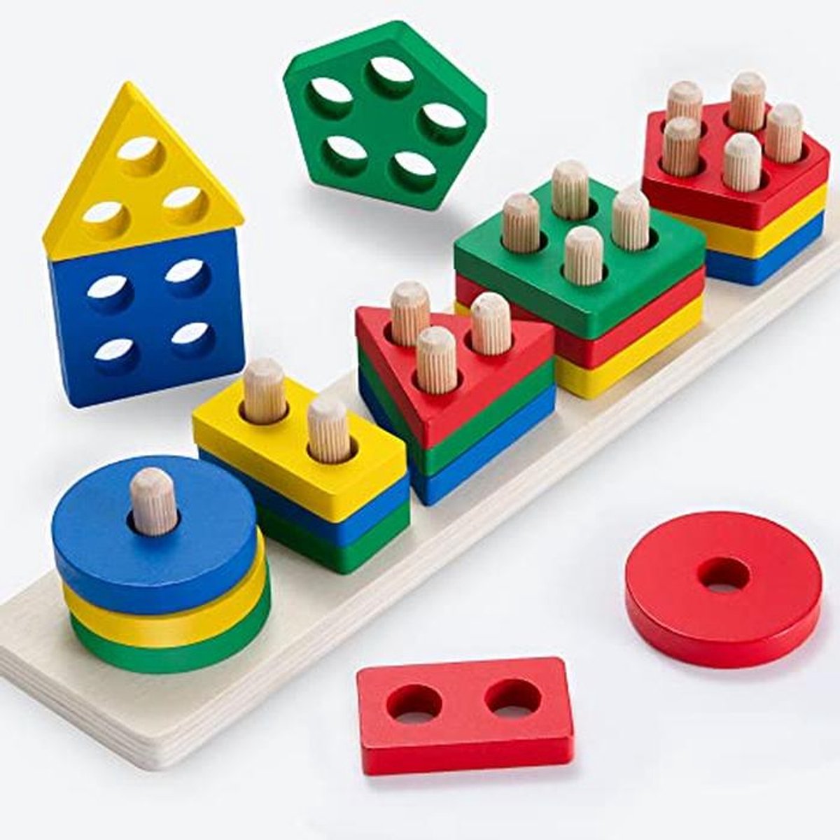 Montessori Puzzels van Hout voor Kinderen - Educatief Sorteren en Stapelen voor Peuters