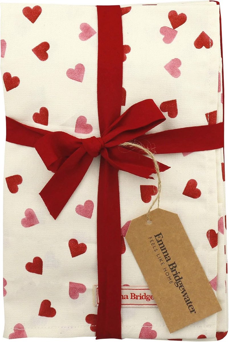 Roze Hart Dubbele Ovenhandschoen en Theedoek Gift Set