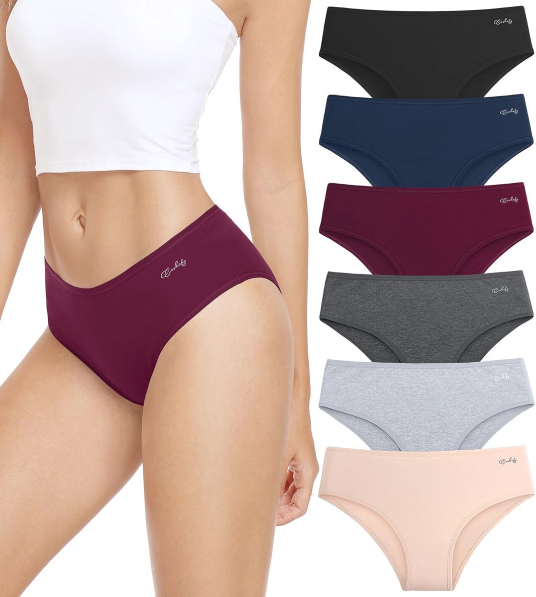 Set van 6 comfortabele damesonderbroeken van katoen – ademend en duurzaam – slips en hipsters