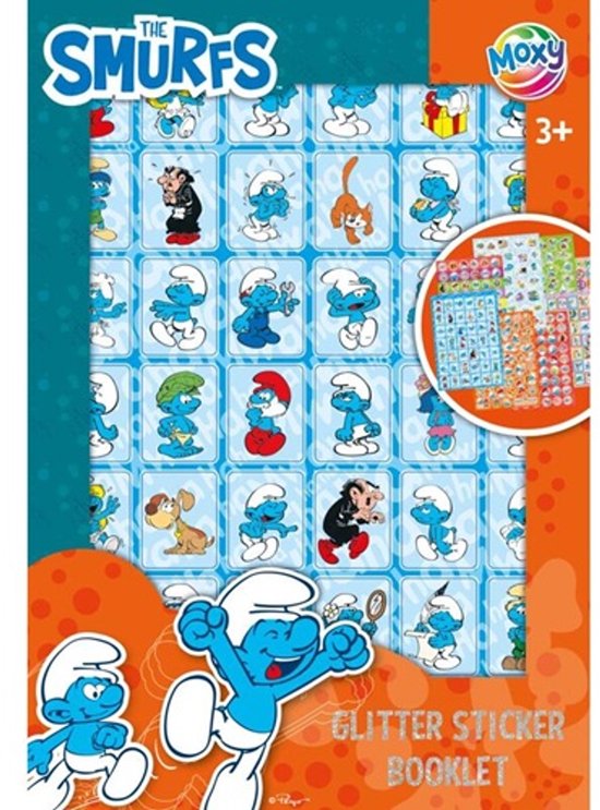 Glitterstickers van de smurfen - 8 velletjes