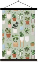 Porte-affiche avec affiche - Affiche scolaire - Plantes - Plantes d' Plantes d'intérieur - Pastel - 40x60 cm - Lattes noires
