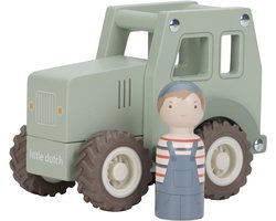Tractor - Hout - 11x13x8cm - Met poppetje - 18m+