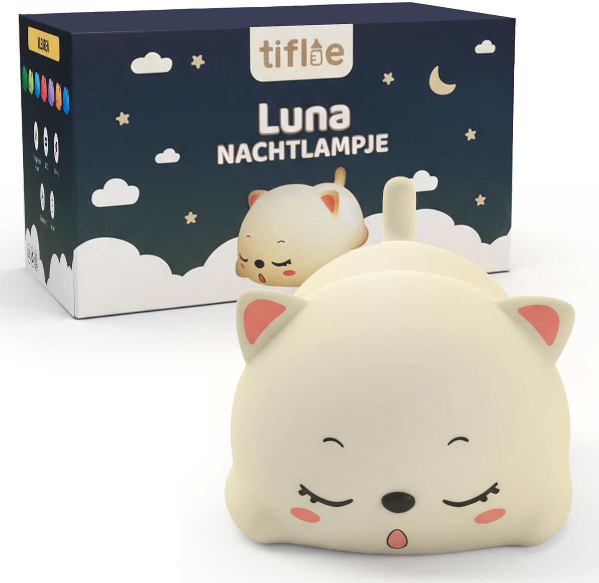 Tiflie Luna siliconen nachtlampje in de vorm van een kat