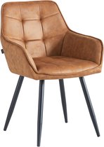 Colenis - Chaise de salle à manger Oriana - Lot de 4 - Cognac - Tissu Microfibre - Industriel