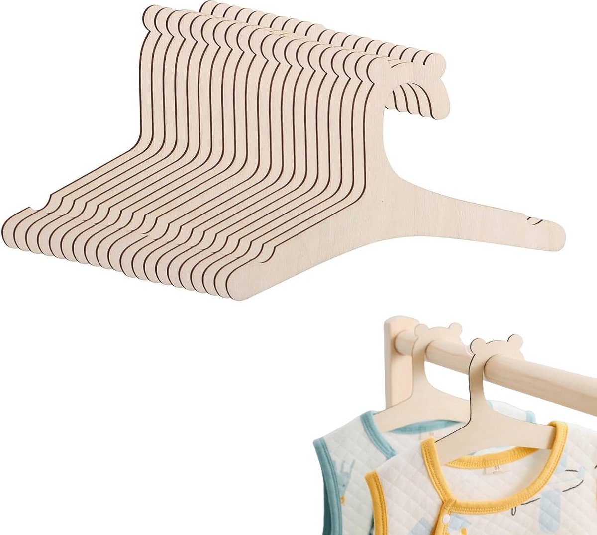 Houten Kinderkleerhangers - 20 Stuks voor Kledingopberging