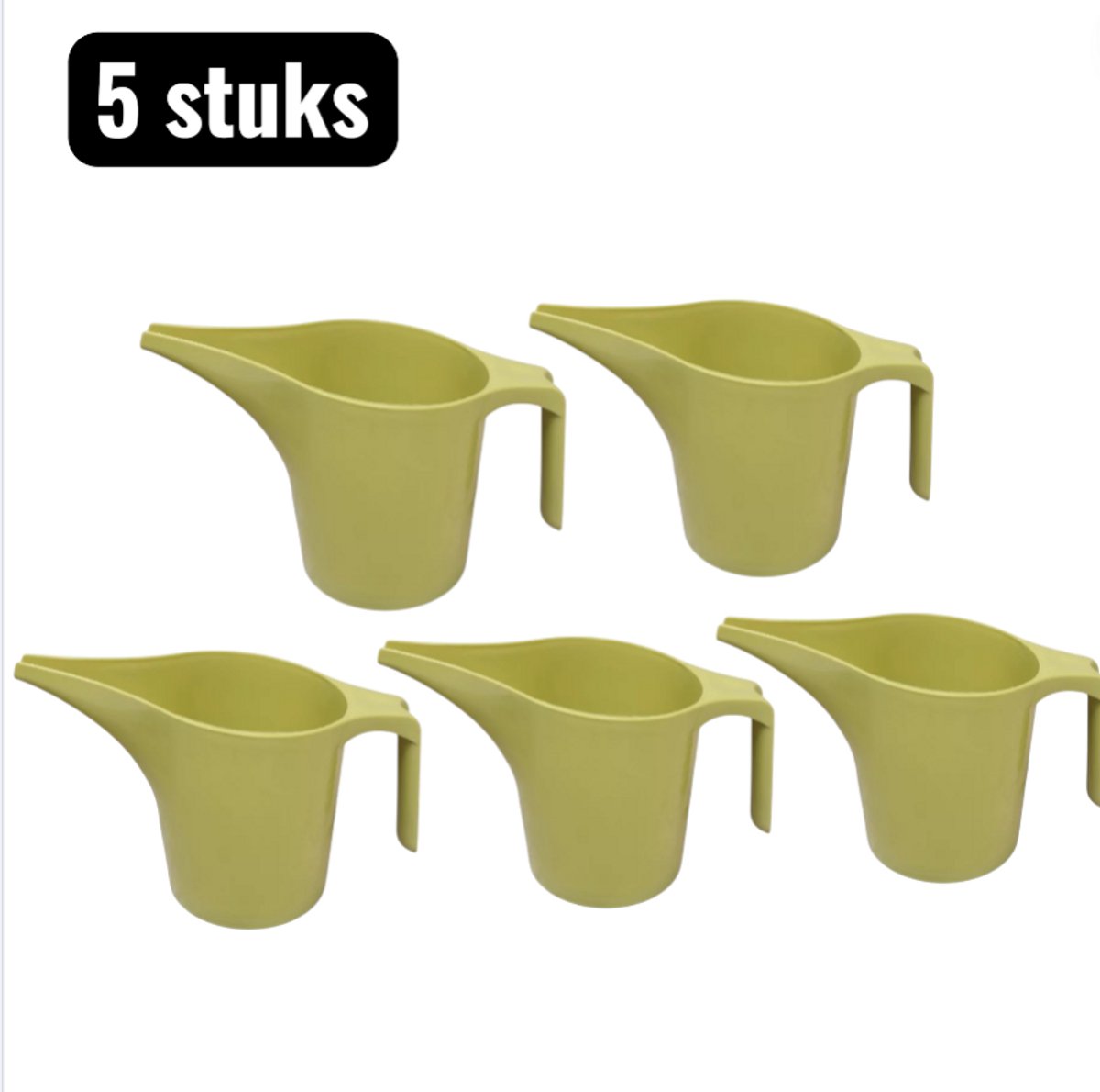 5 stuks - Gieters - Lange Tuit Gieter - 1L Kunststof Waterkannetje voor Planten Binnen & Buiten - Precisie Watergeven aan Hangplanten en Zaailingen - Ook voor Keuken Gebruik - Lichtgroen