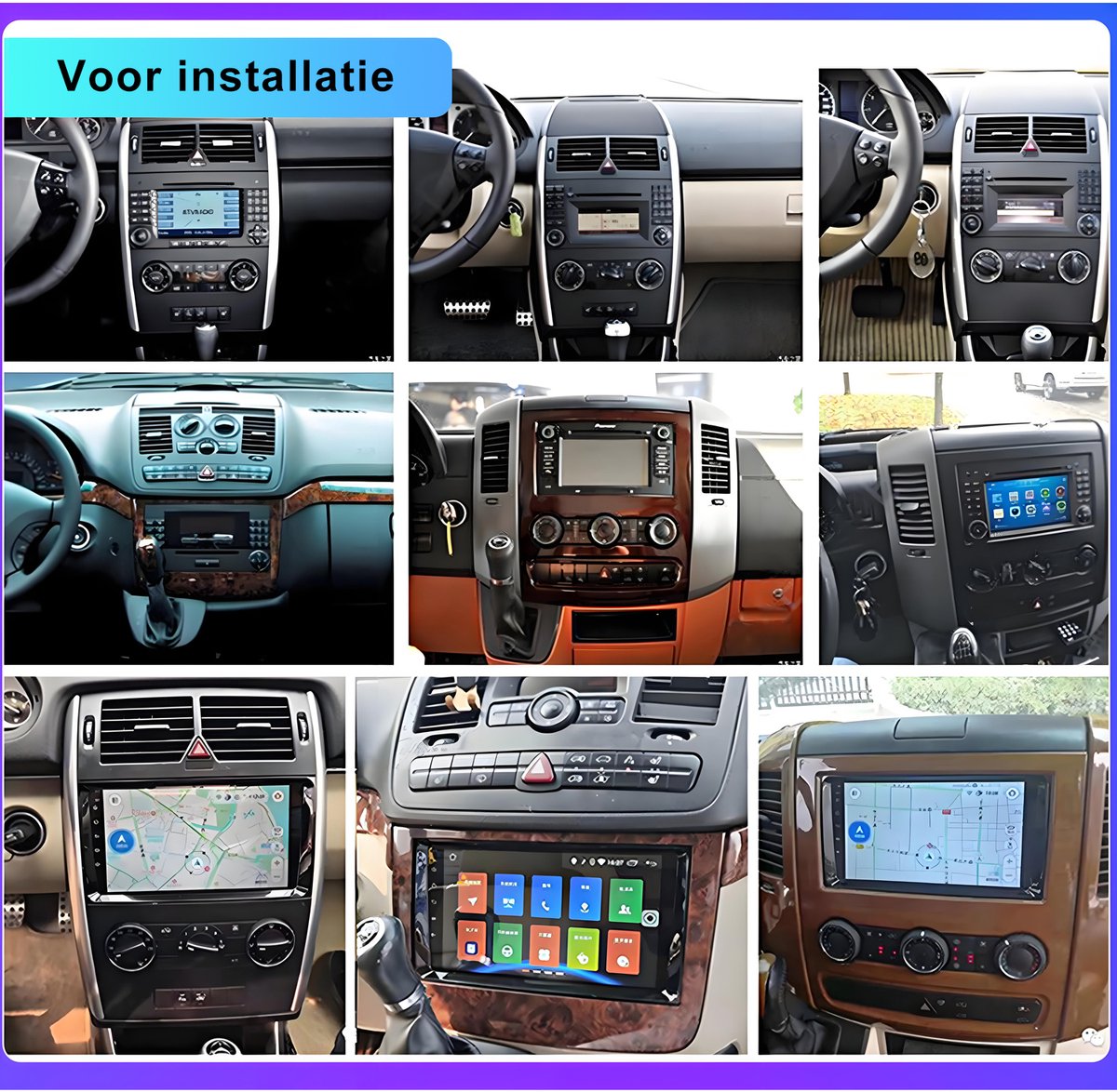 Junsun Andriod 15 Autoradio Geschikt voor Mercedes-Benz A/B-klasse W169 W639/W245/VW Crafter/Sprinter 906 GPS-navigatie Draadloos Carplay & Android Auto & BT & FM & RDS SWC WIFI , 9-inch Touchscreen, DSP, Quad-core processor & Kam