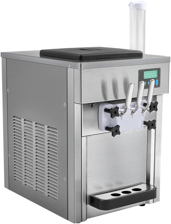 Commerciële Ijsmachine van , 21 Qt/H Vermogen, 1800W, 3 Smaken, Aanrecht, 2 X 4l Container, 2 X 1,8l Cilinder, Lcd-Scherm, Automatische Reiniging, voorkoeling van Merkloos — afbeelding 2