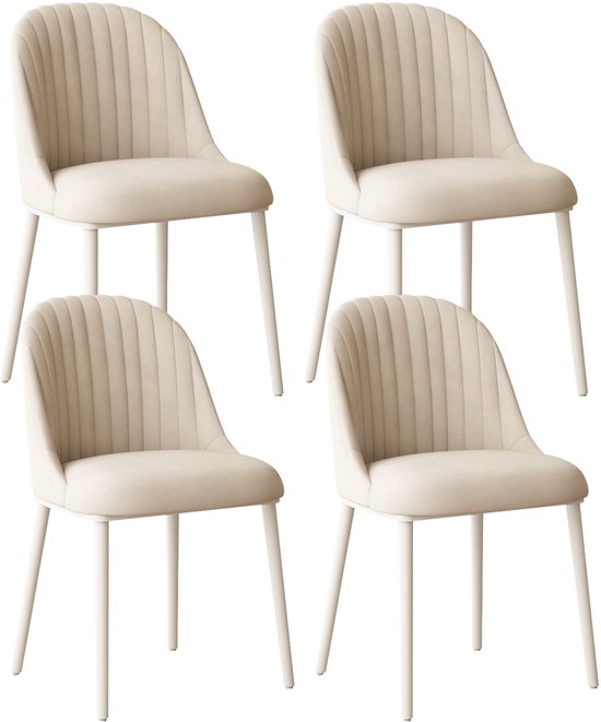 GUYII Chaises de Salle à Manger Ensemble de 4 – Chaises Rembourrées avec Assise Douce – Chaise Design Moderne – Crème