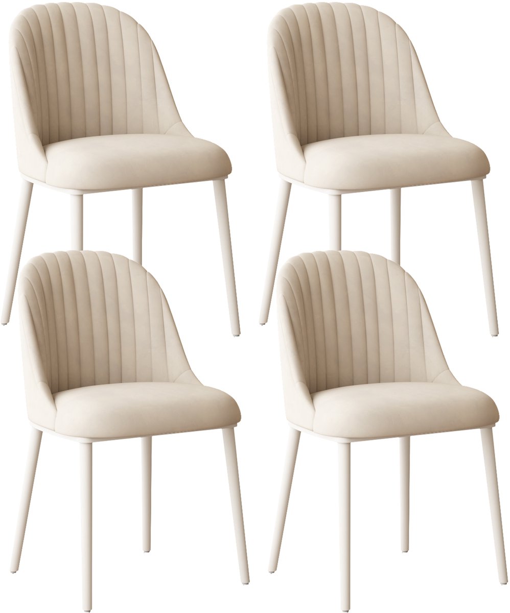 Guyii - Eetkamerstoelen - Set van 4 - Beige - Gestoffeerde Stoelen met Zachte Zitting - Moderne Design Stoela