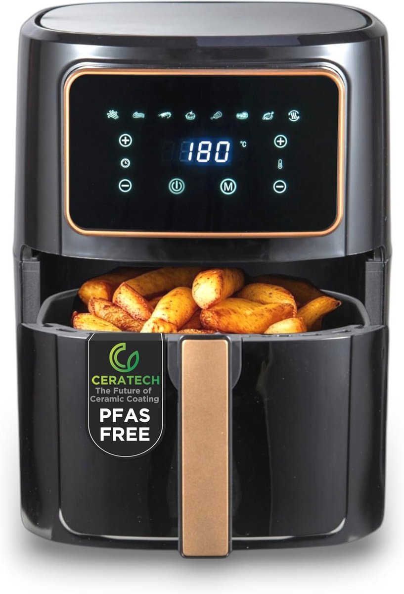 Hot Air Fryer 1800 W - 6.9 L met 8 Kookprogramma's - Keramische Coating - Instelbare Temperatuur 80-200 °C