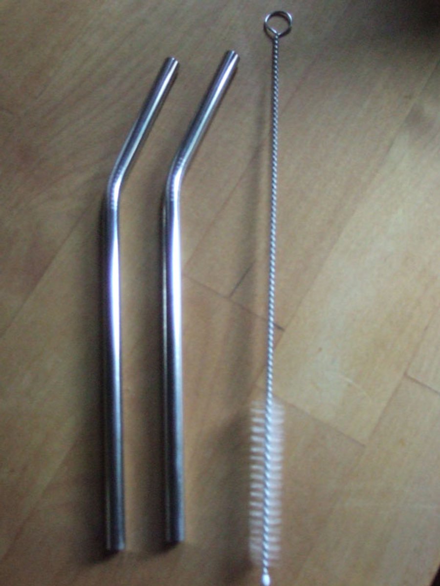 Set metalen gebogen rietjes 4 stuks