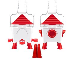 UniEgg® Smart Feeder 8,5 KG en drinker 8,5 Liter 2.0 – 4x Feeders en 4x cup drinkers | Slimme en hygiënische voeroplossing | Drinksysteem voor kippen en ander pluimvee