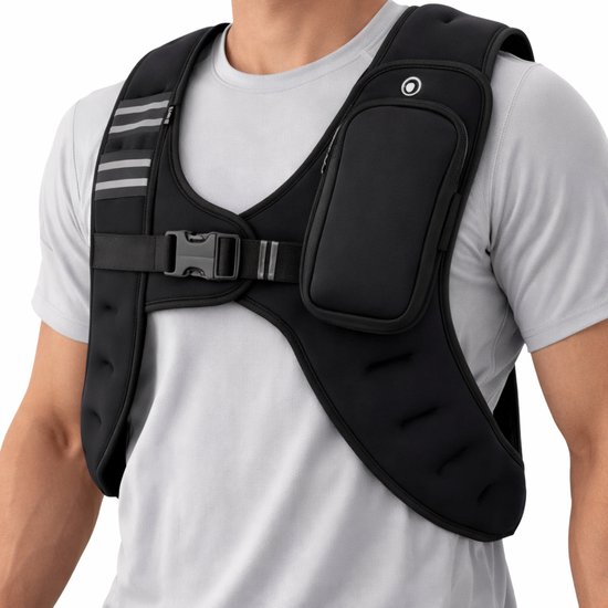 BOTC Gewichtvest - 5 kg met reflecterende streep - voor Training, Krachttraining, Hardlopen, Fitness, Spieropbouw enz. - Zwart