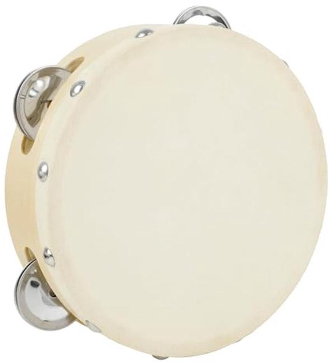 Handbediende Houten Tamboerijn met Metalen Jingle Bells - 15cm