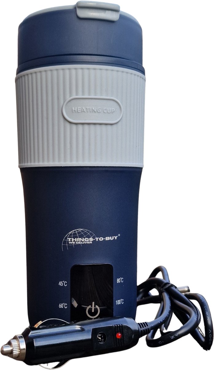THINGS-TO-BUY - Elektrische Waterkoker Thermosbeker – 12V/24V – 400 ml – Instelbare Temperatuur – Compact Ontwerp