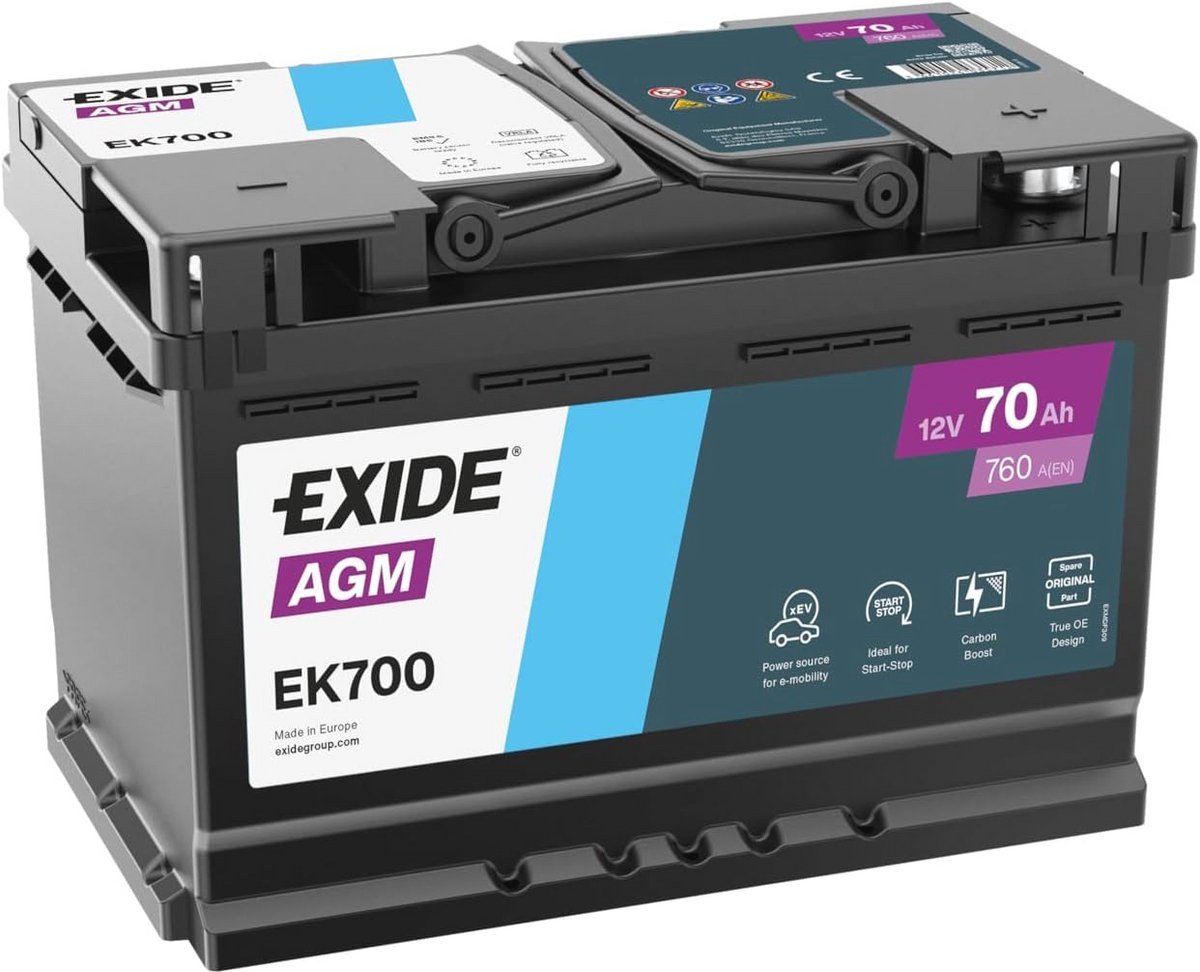 AGM700 Autoaccu 70 Ah - Duurzame AGM Batterij voor Startstop en Regeneratieve Remsystemen