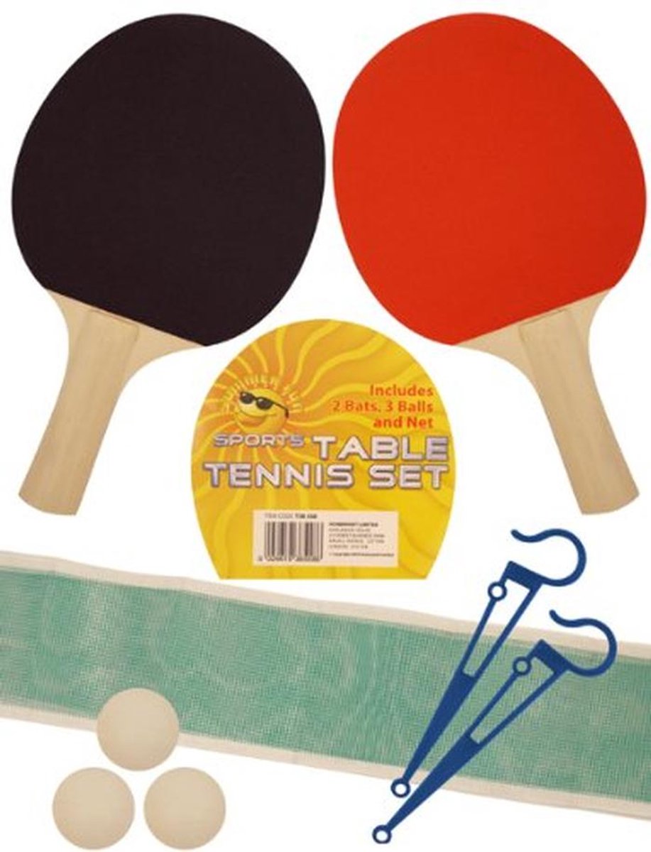 Tafeltennis Set voor 2 Spelers - Inclusief Net, 2 Vleermuizen en 3 Ballen