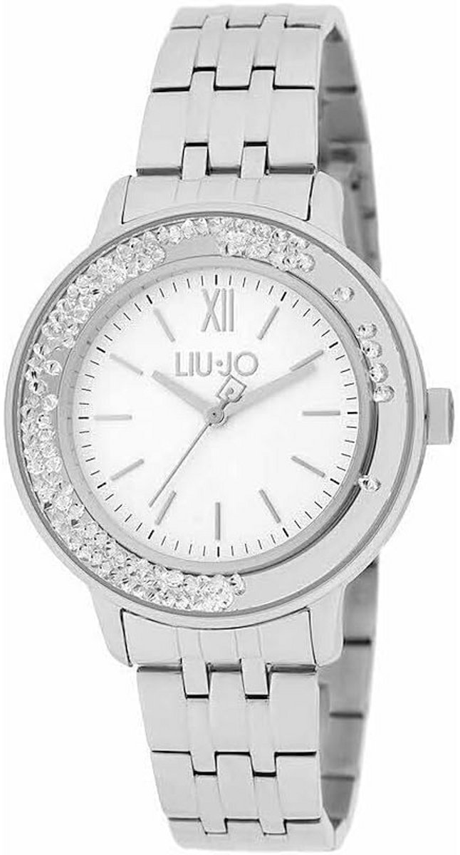 Stijlvol Zilverkleurig Dameshorloge met Kristallen Witte Wijzerplaat