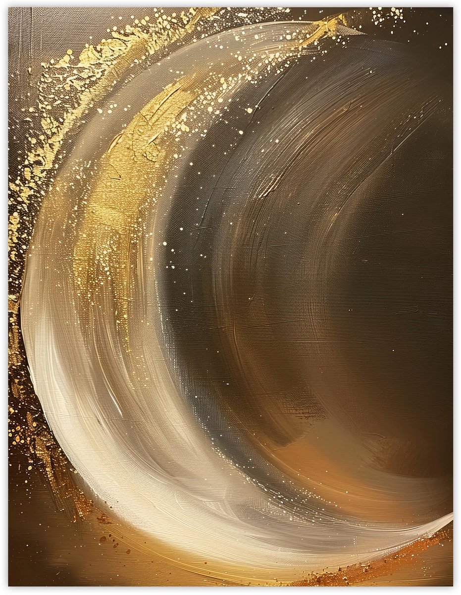 Unyqoos Abstracte Muurkunst Poster in Goud en Oranje voor Woonkamer Decoratie, grijs-goud-oranje