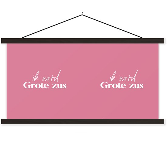 Porte-affiche avec affiche - Affiche scolaire - Citations - Grande soeur - Je vais être une grande soeur - Proverbes - Soeur - 90x45 cm - Lattes noires