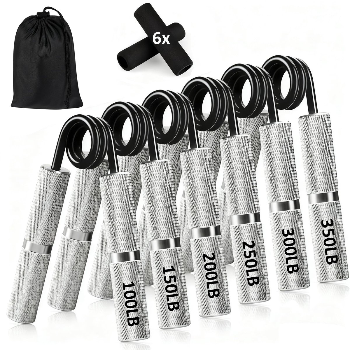 IMPERATORIS® Handknijper - Handtrainer - Knijphalter - Verstelbare Weerstand - Voor Fitness en Revalidatie - Onderarm Trainer - Anti-slip - 6 Stuk