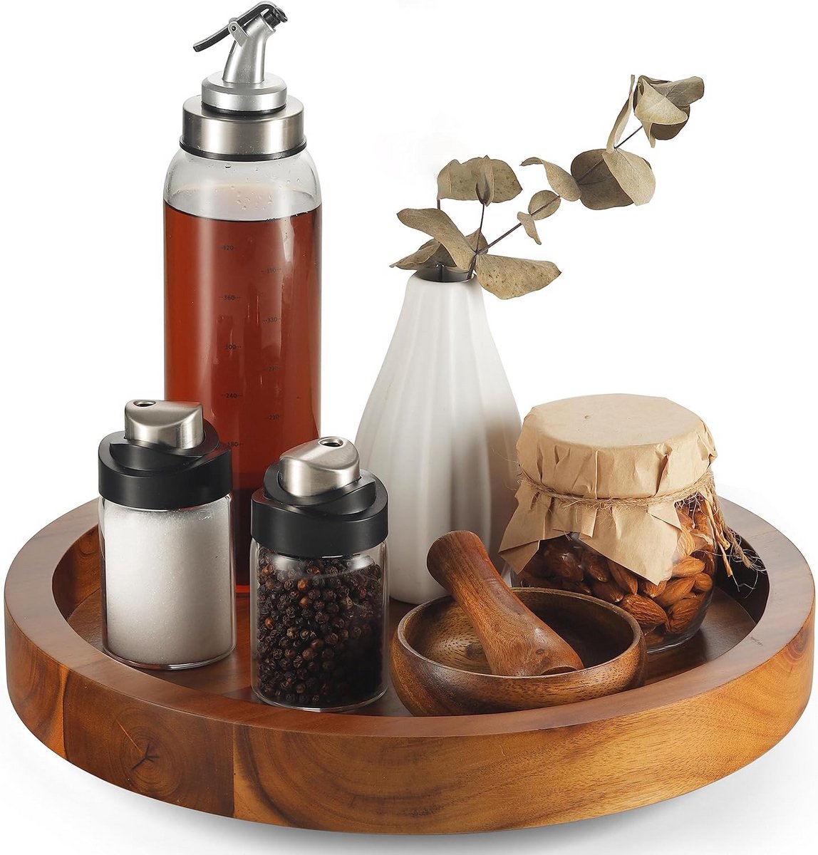 Houten Lazy Susan Draaitafel 33 cm - Ideale Organizer voor Keuken en Koelkast