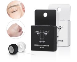 Brow Mapping string set van wit en zwart 10m - Brow Mapping String voor PMU, Henna & Hybrid Brows – Voor Perfecte Afgetekende Wenkbrauwen