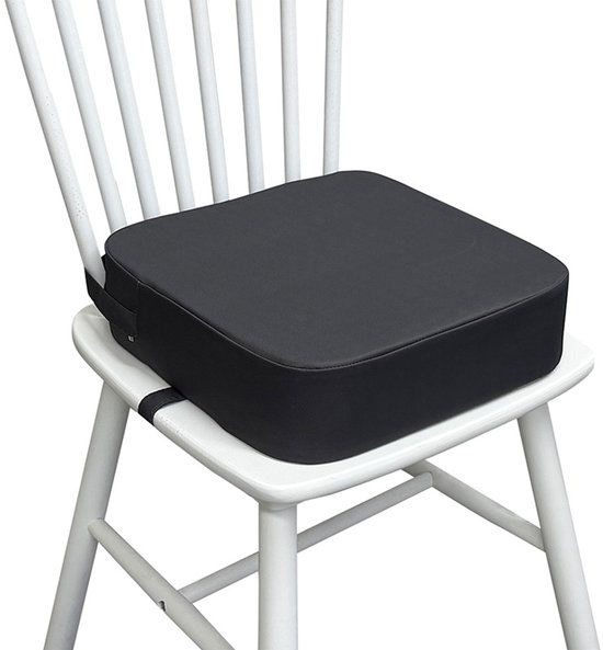 Kinderstoelverhoger - wasbaar - afneembaar - draagbaar - geschikt voor peuters, kinderstoelen, zitkussens, eetkamers - stoelverhoger met twee veiligheidsgespen - 34*34*9 cm -Lichtgrijs van Merkloos — afbeelding 3