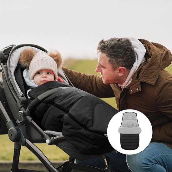 Voetenbeschermers voor de kinderwagen in de winter - Voetenbeschermers met dubbele ritssluiting voor de kinderwagen - Universele voetenbeschermers voor baby's van 0-6 jaar - 90*42*12 cm -Grijs van Merkloos — afbeelding 2